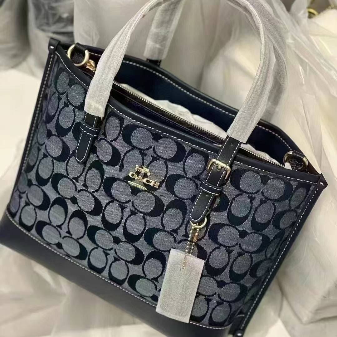 Patterned Zip-Top Tote Bag with Rolled Handles and Detachable Crossbody Strap