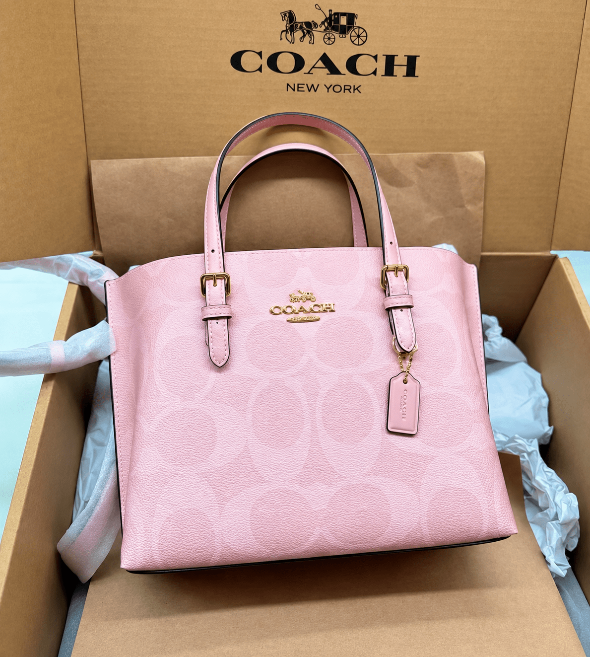 Patterned Zip-Top Tote Bag with Rolled Handles and Detachable Crossbody Strap