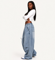 Women's High Waist Wide Leg Pants with Drawstring Waist and Side Pockets
