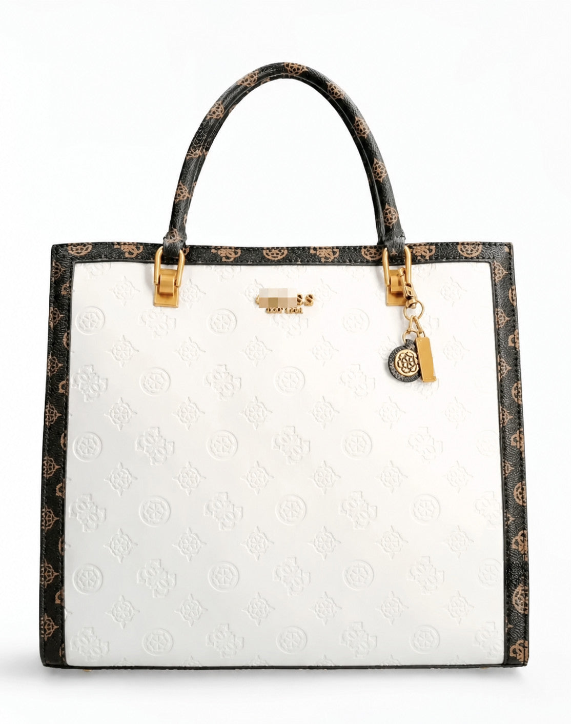 Structured Tote Bag with Dual Handles, Zip Closure, and Front Zipper Pocket