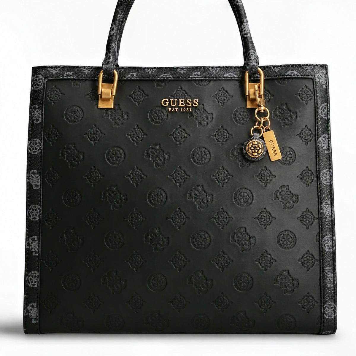 Structured Tote Bag with Dual Handles, Zip Closure, and Front Zipper Pocket