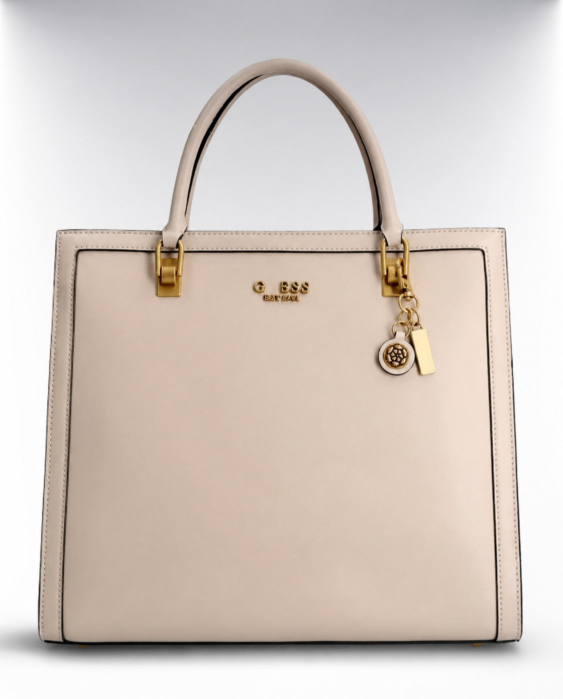 Structured Tote Bag with Dual Handles, Zip Closure, and Front Zipper Pocket