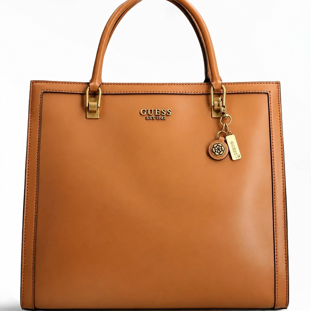 Structured Tote Bag with Dual Handles, Zip Closure, and Front Zipper Pocket
