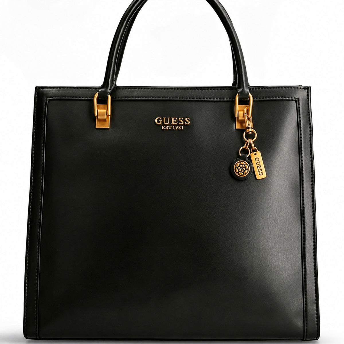 Structured Tote Bag with Dual Handles, Zip Closure, and Front Zipper Pocket