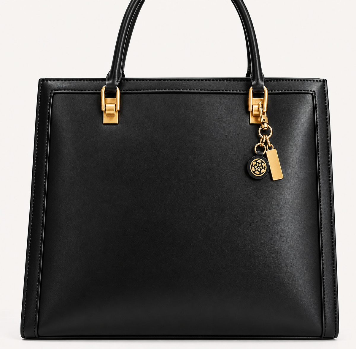 Structured Tote Bag with Dual Handles, Zip Closure, and Front Zipper Pocket