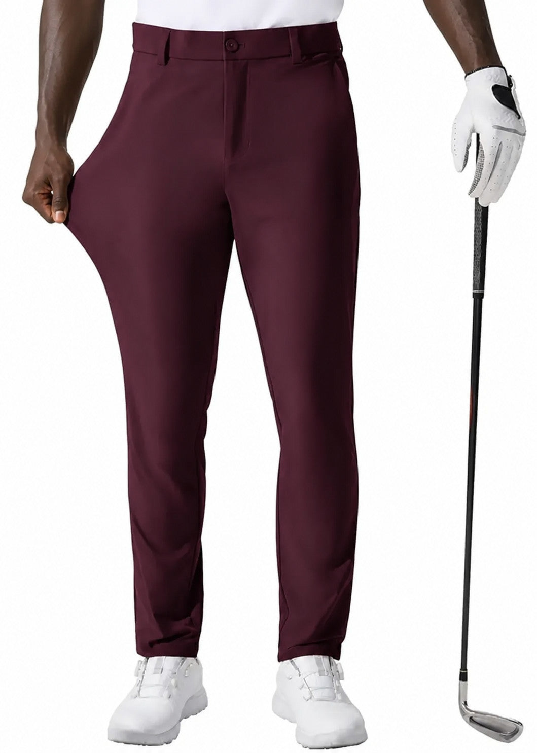 Men'S Casual Golf Pants, Stretch Slim Straight Lightweight Quality Business Pants Golf Sports Trousers 30-34 Inseam Length