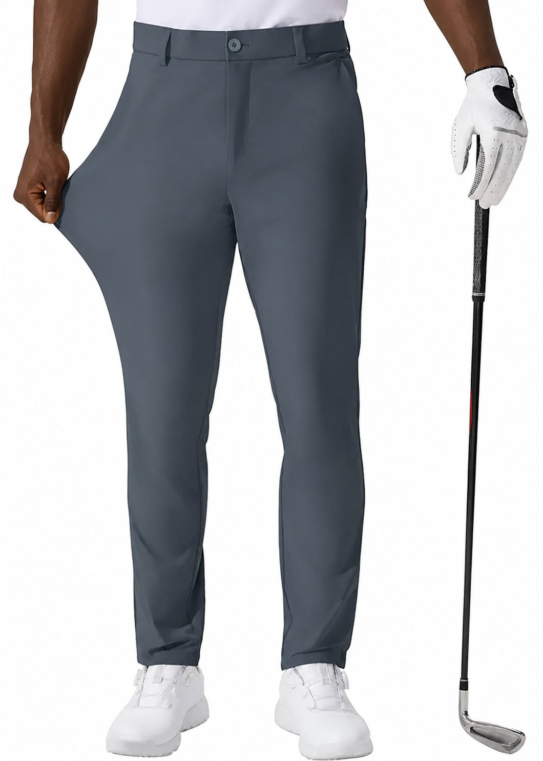 Men'S Casual Golf Pants, Stretch Slim Straight Lightweight Quality Business Pants Golf Sports Trousers 30-34 Inseam Length