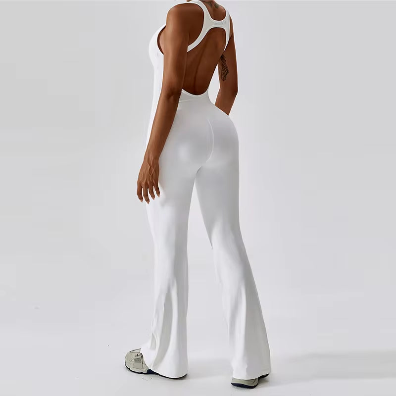 Women's Performance V Jumpsuit Gym Set - Yoga and Fitness Bodysuit