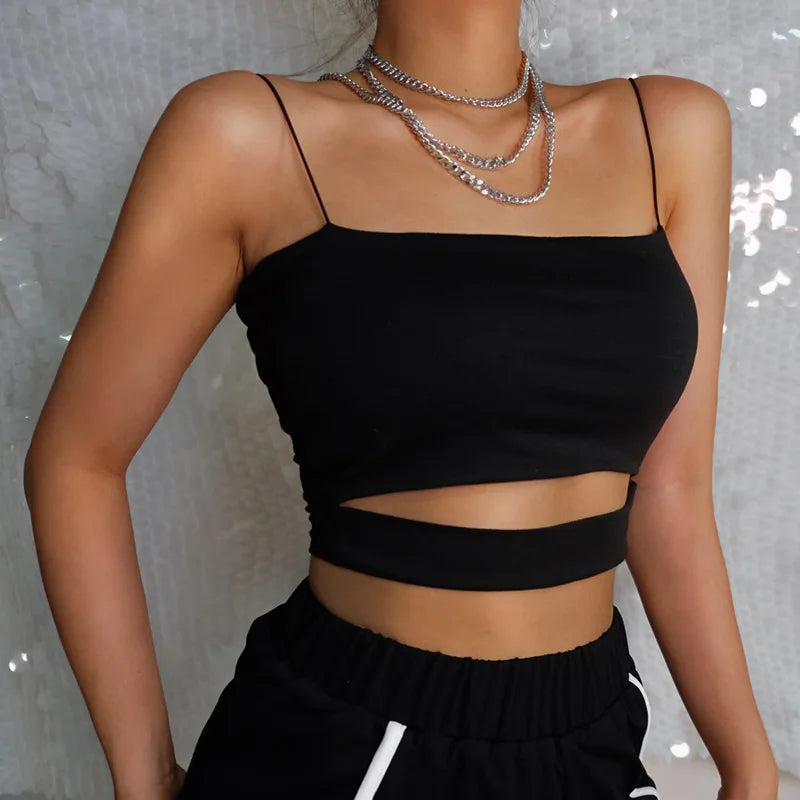 2025 Must-Have Summer Cut-Out Crop Top for Women - Chic Sleeveless Blouse & Tank Vest