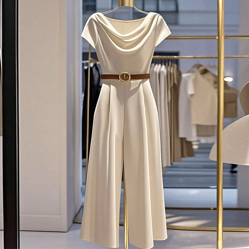 Elegant European Jumpsuit With Mid Waist And Wide Leg For Polished Everyday Wear