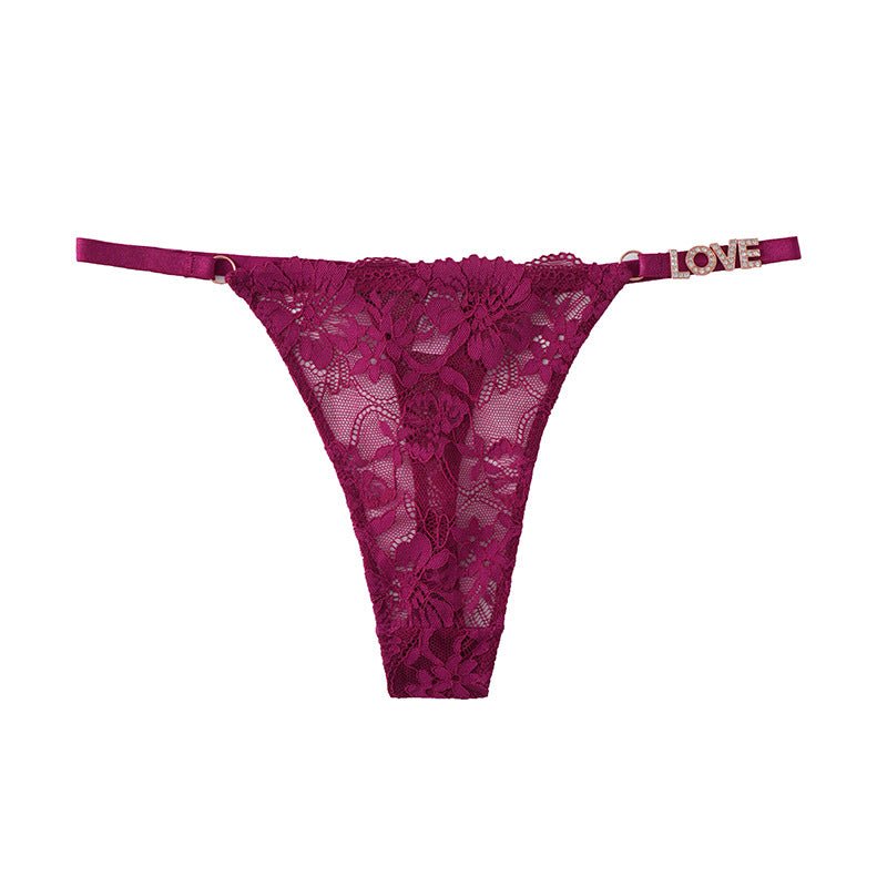 Women's Floral Lace Thong with Side Straps