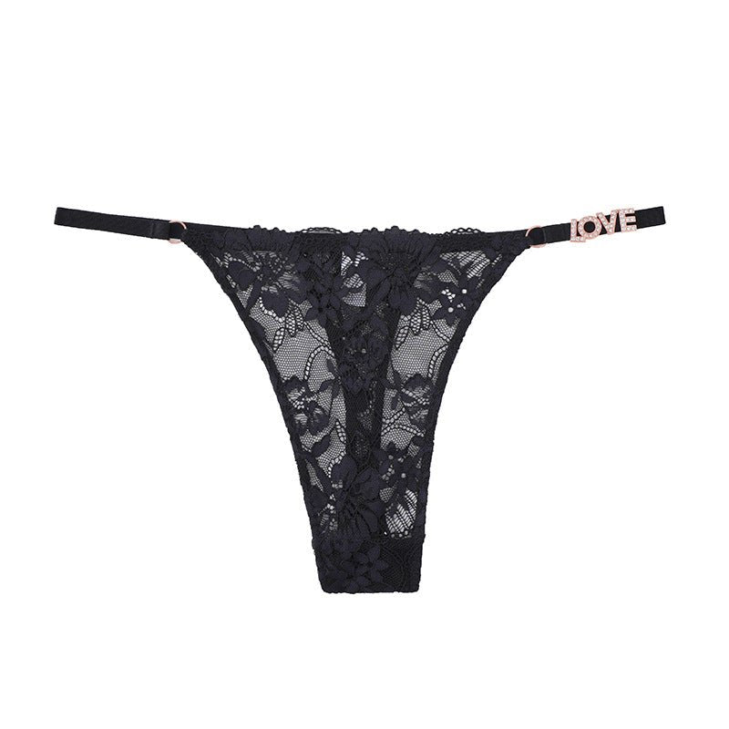 Women's Floral Lace Thong with Side Straps