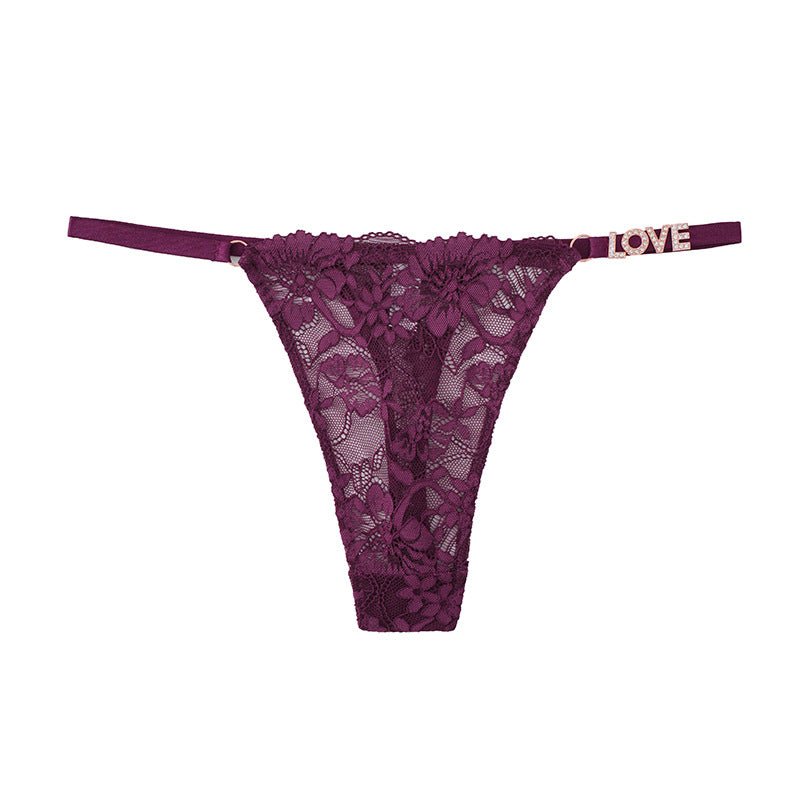 Women's Floral Lace Thong with Side Straps