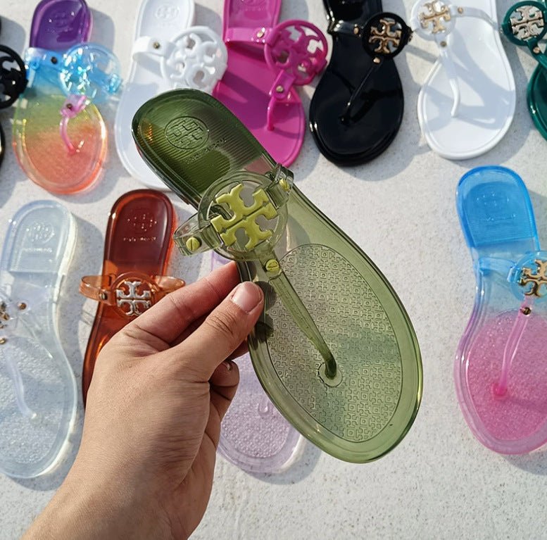 Women's Slip On Slide Sandals with Embellished Wide Strap