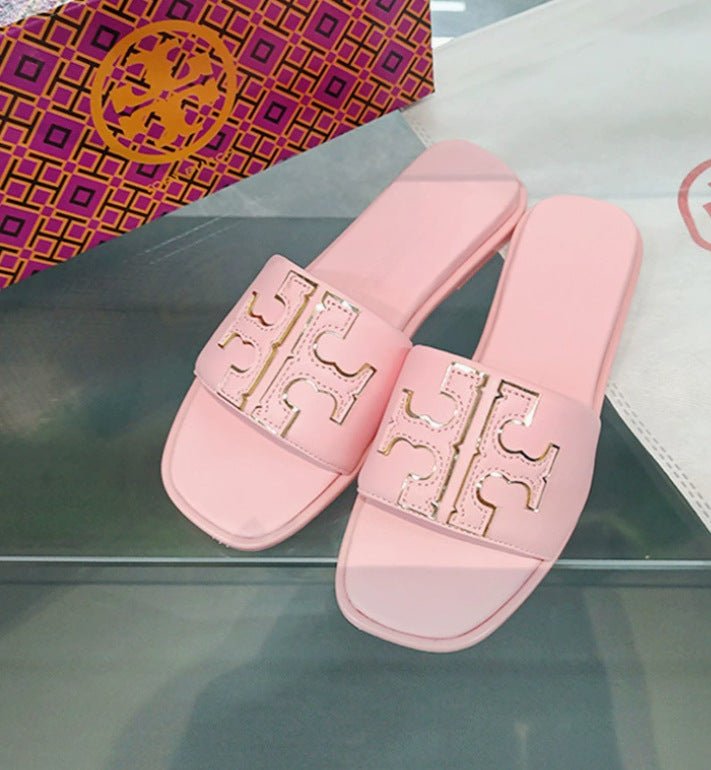 Women's Slip On Slide Sandals with Embellished Wide Strap