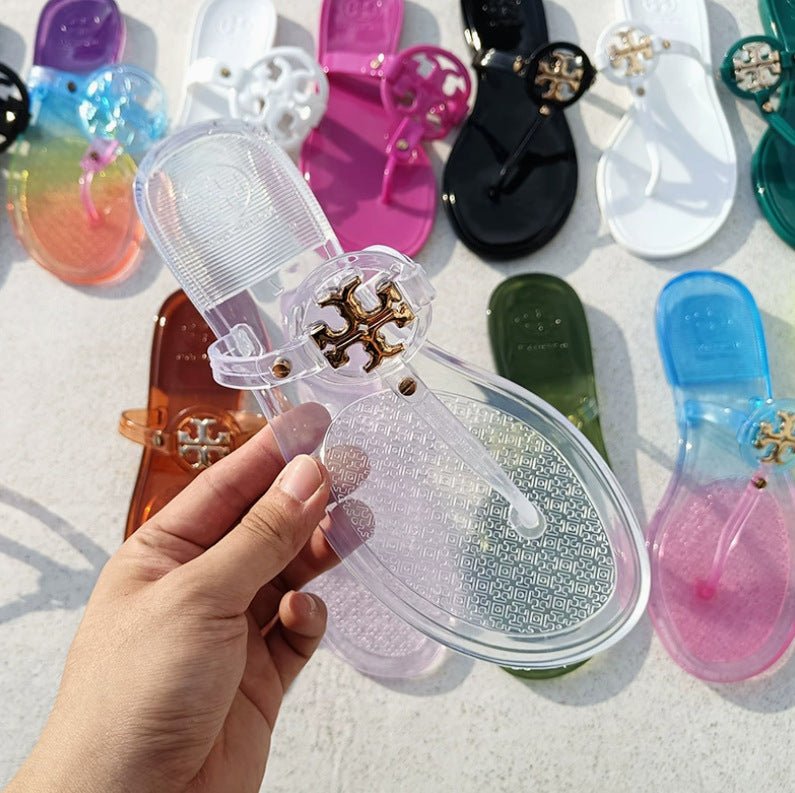 Women's Slip On Slide Sandals with Embellished Wide Strap