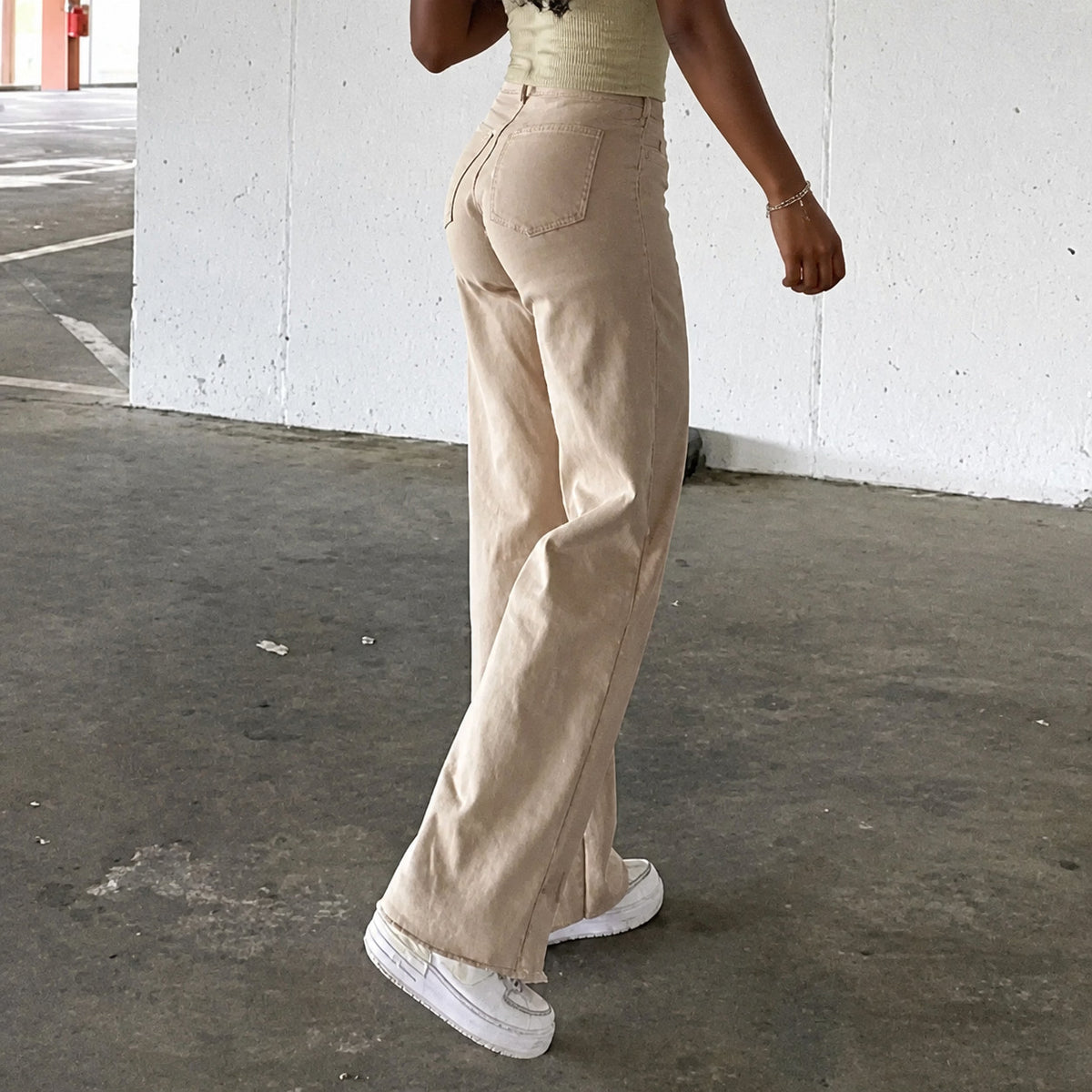 Women's High Waist Flared Jeans with Frayed Hem