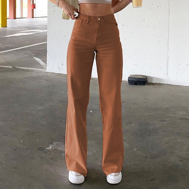 Women's High Waist Flared Jeans with Frayed Hem