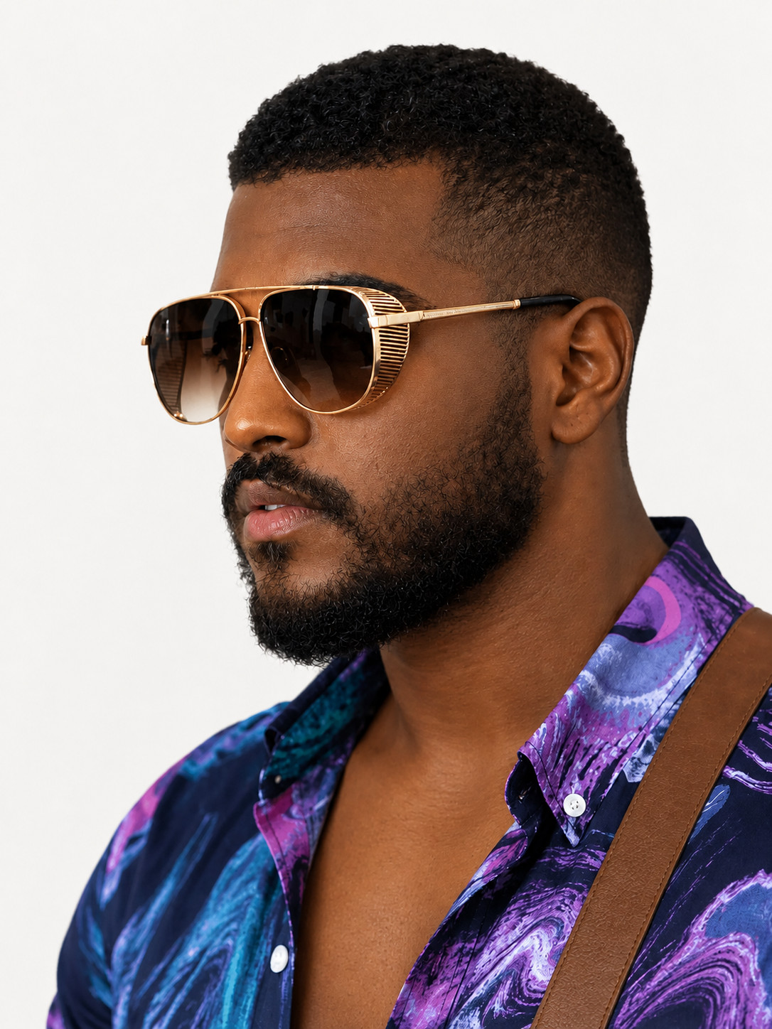 Aviator Sunglasses with Slatted Frame and UV400 Protection