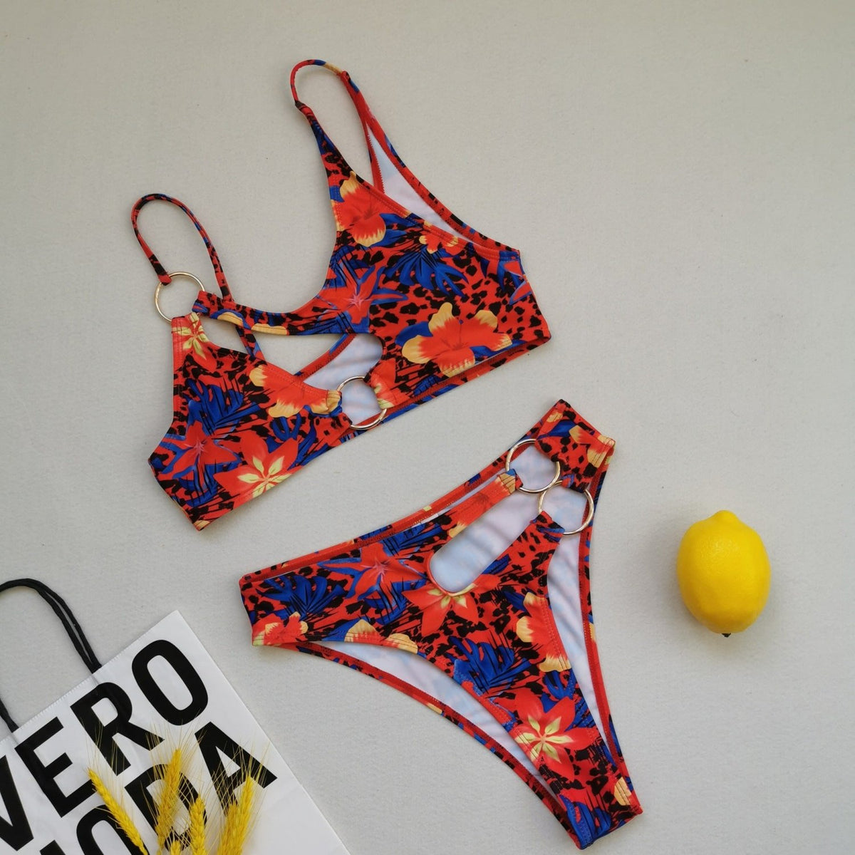 Women's Cutout Bikini Set with Ring Details