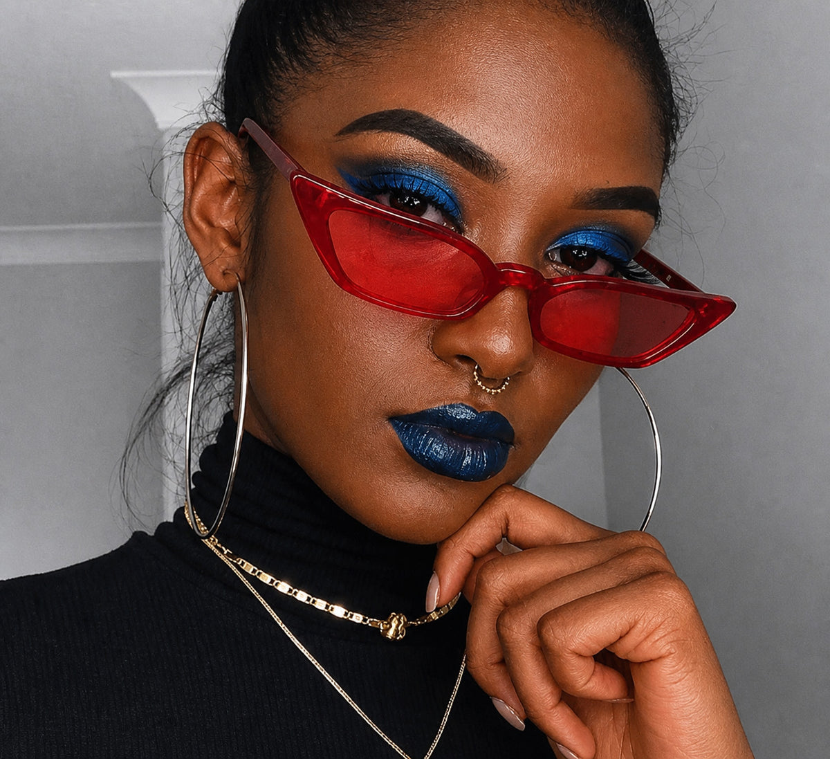 Women's Narrow Cat Eye Sunglasses with Gradient Lenses and UV Protection