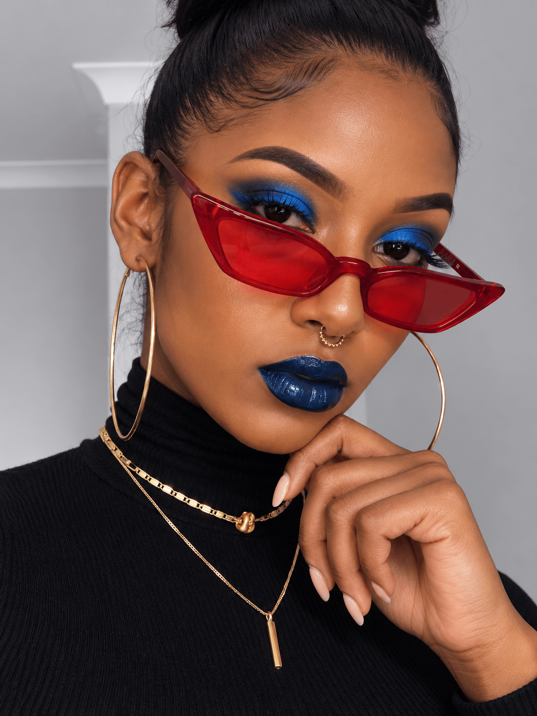 Women's Narrow Cat Eye Sunglasses with Gradient Lenses and UV Protection