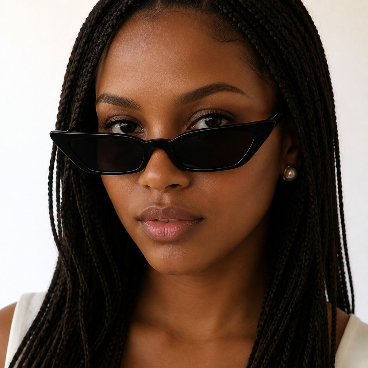 Women's Narrow Cat Eye Sunglasses with Gradient Lenses and UV Protection