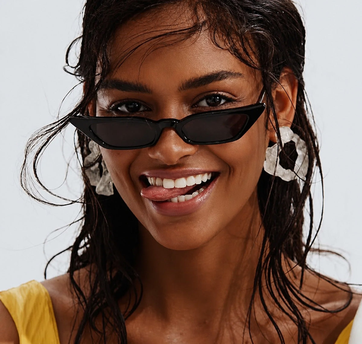 Women's Narrow Cat Eye Sunglasses with Gradient Lenses and UV Protection