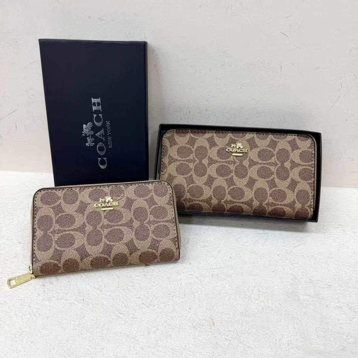 Long Embossed Zip Wallet with Clutch Design