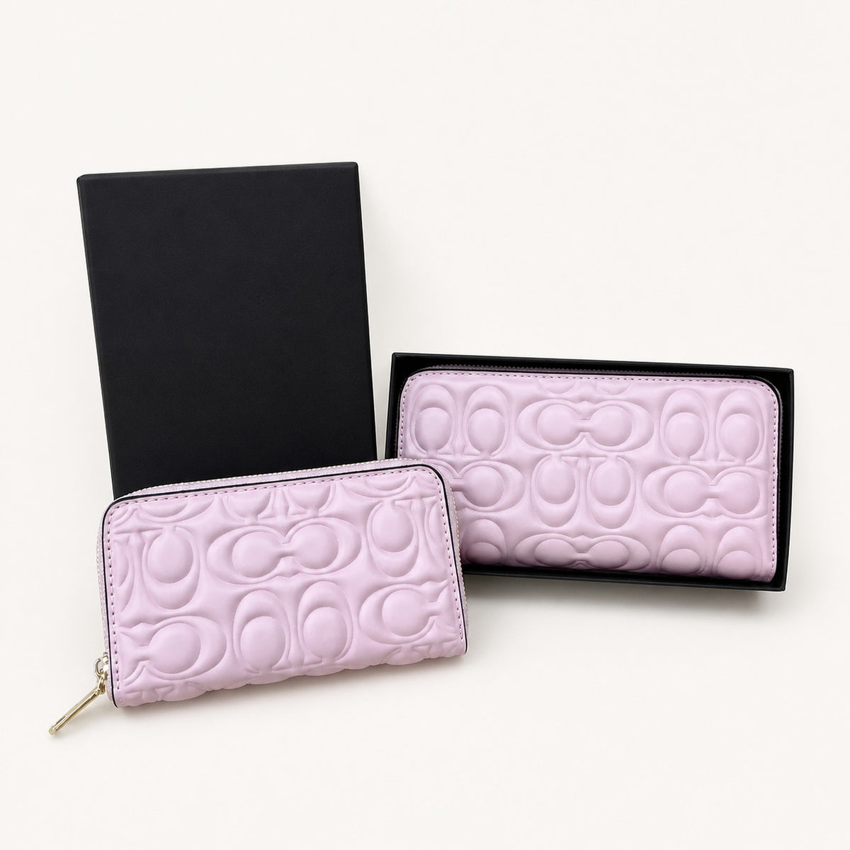 Long Embossed Zip Wallet with Clutch Design