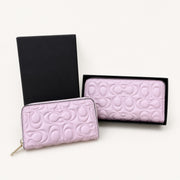 Long Embossed Zip Wallet with Clutch Design