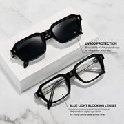 Square Full Frame Sunglasses with Decorative Front Pins and UV400 Protection