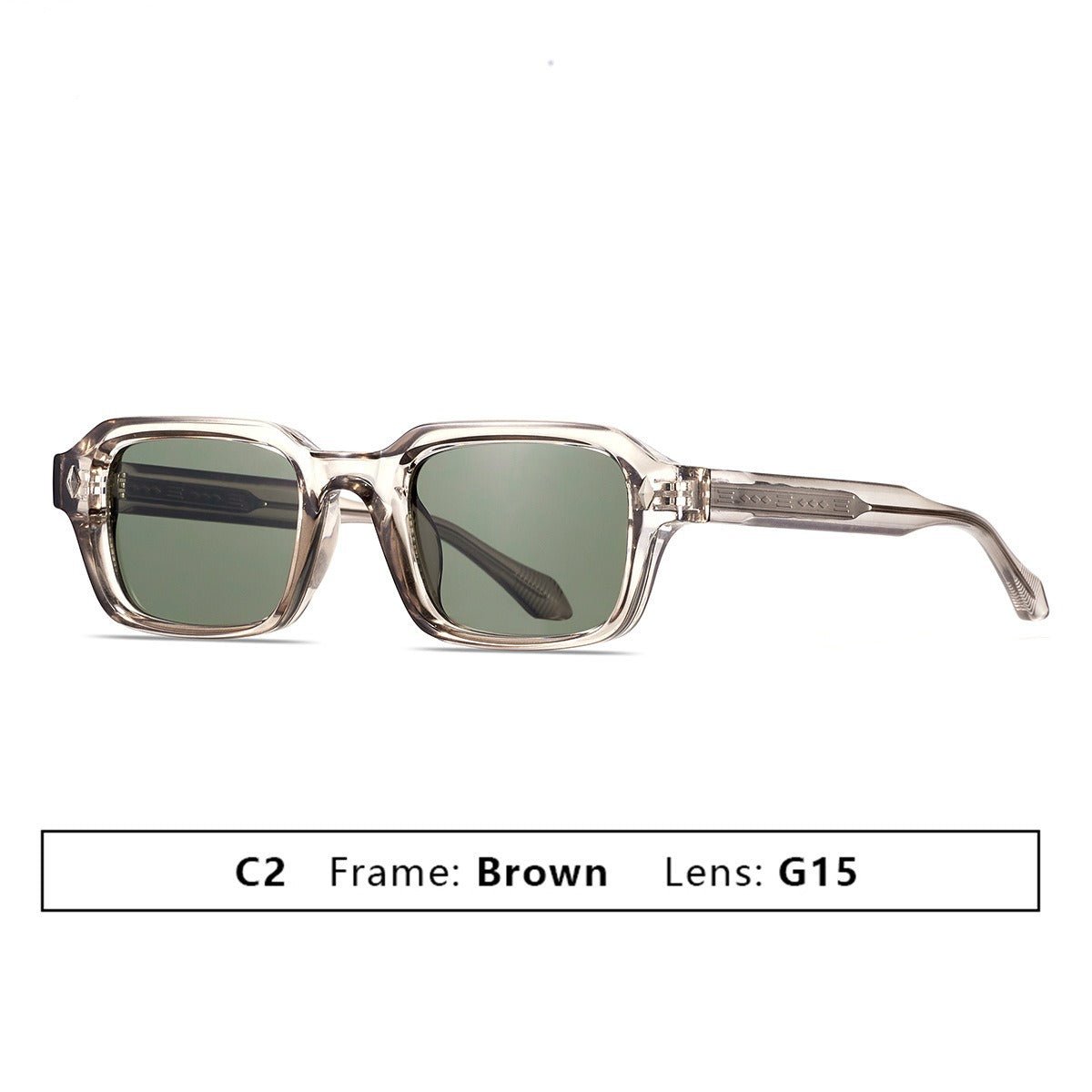 Square Full Frame Sunglasses with Decorative Front Pins and UV400 Protection