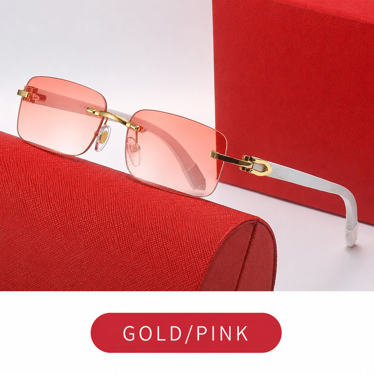 Frameless Square Sunglasses with UV400 Protection
