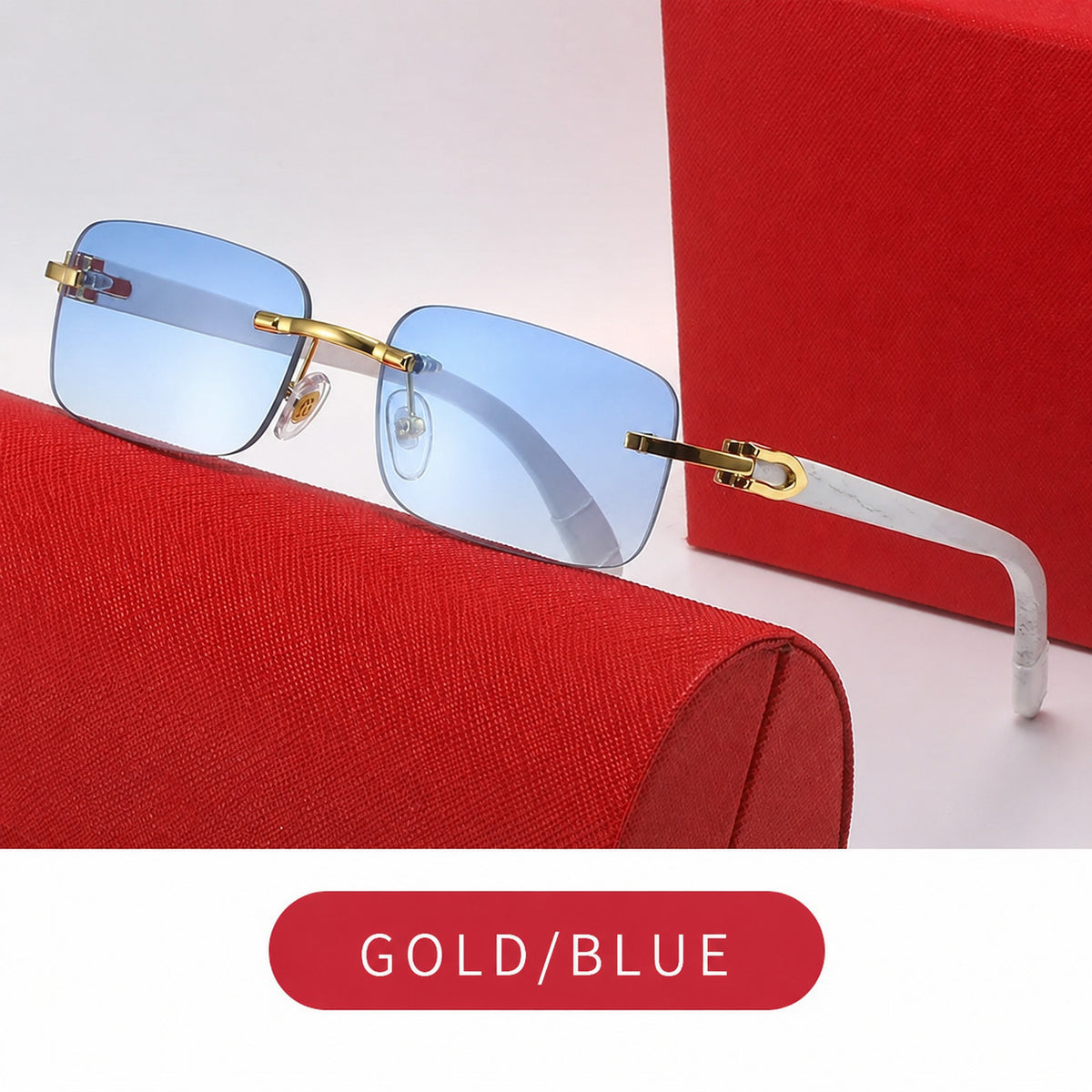 Frameless Square Sunglasses with UV400 Protection