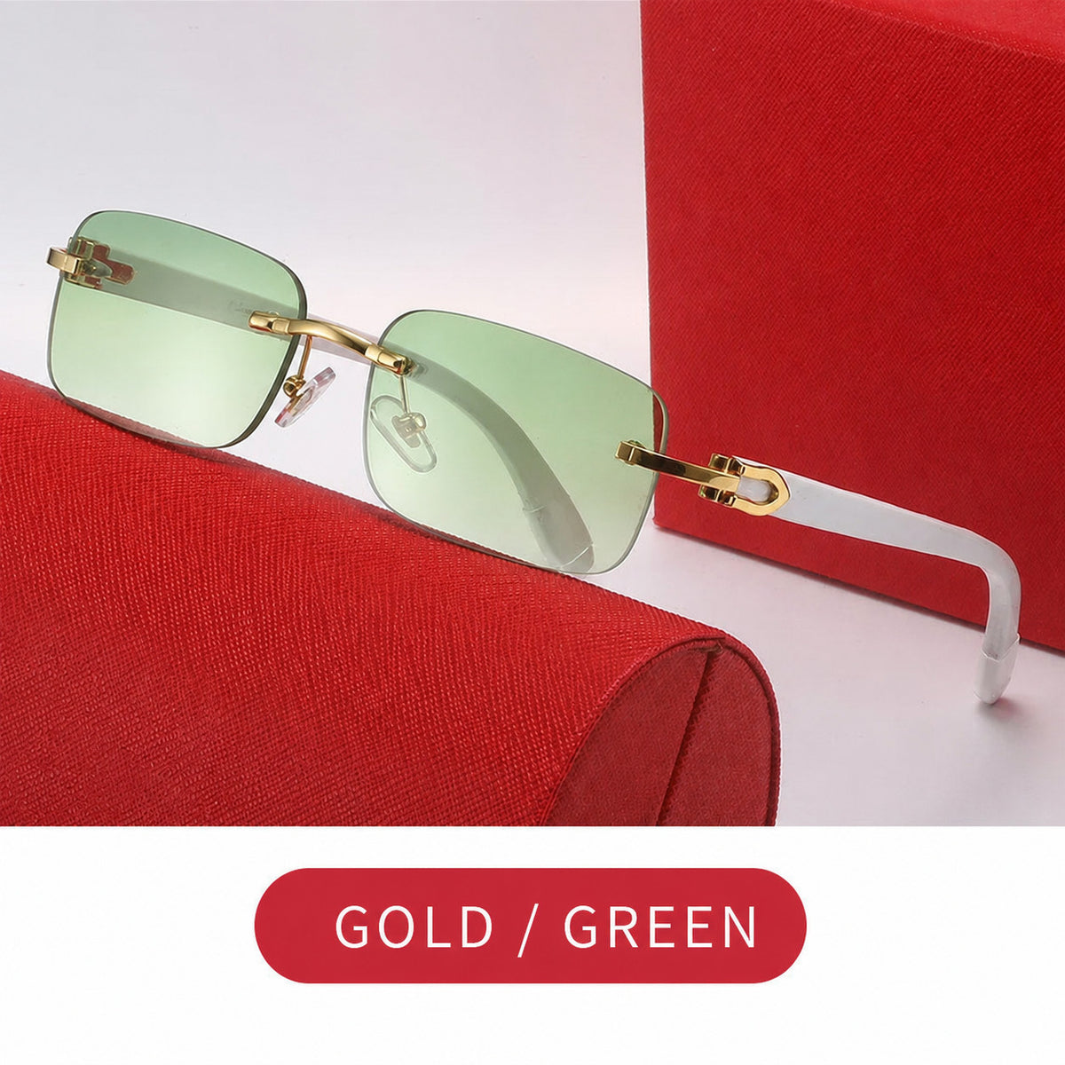 Frameless Square Sunglasses with UV400 Protection