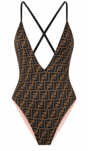 Women's Deep V One Piece Swimsuit with Cross Back Straps