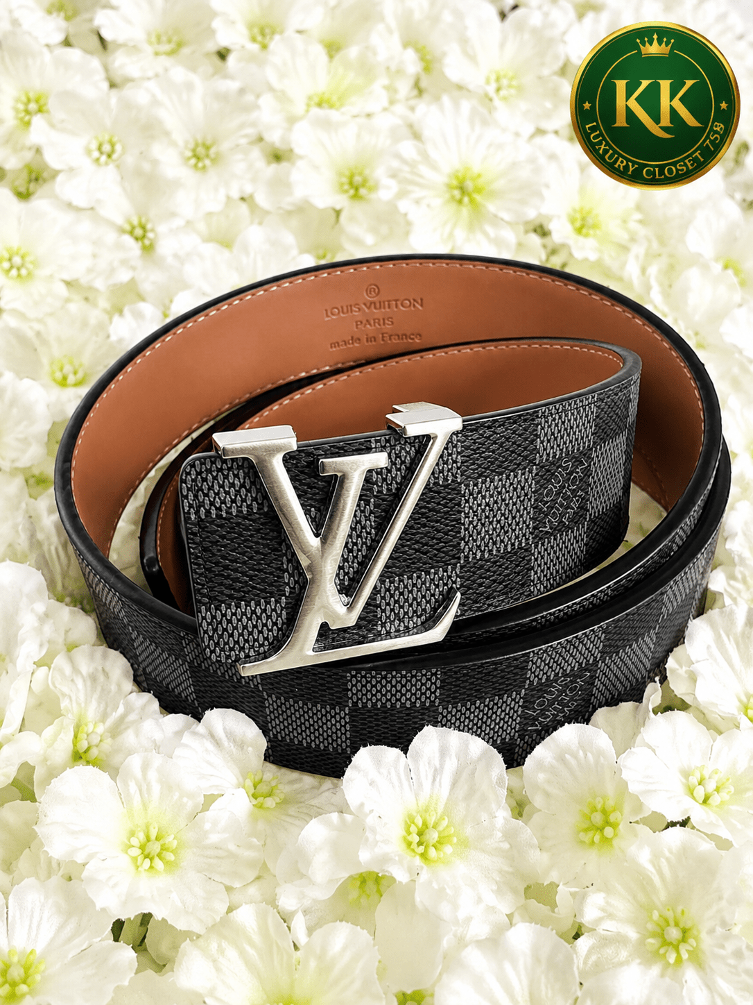 Adjustable Checkered Belt with Oversized Buckle