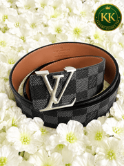 Adjustable Checkered Belt with Oversized Buckle
