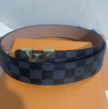 Adjustable Checkered Belt with Oversized Buckle
