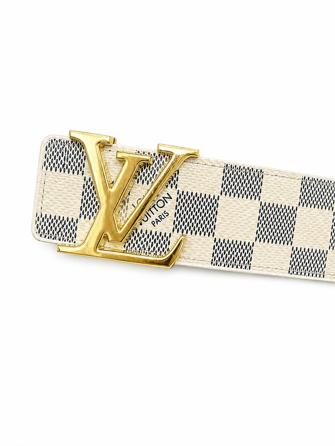 Adjustable Checkered Belt with Oversized Buckle