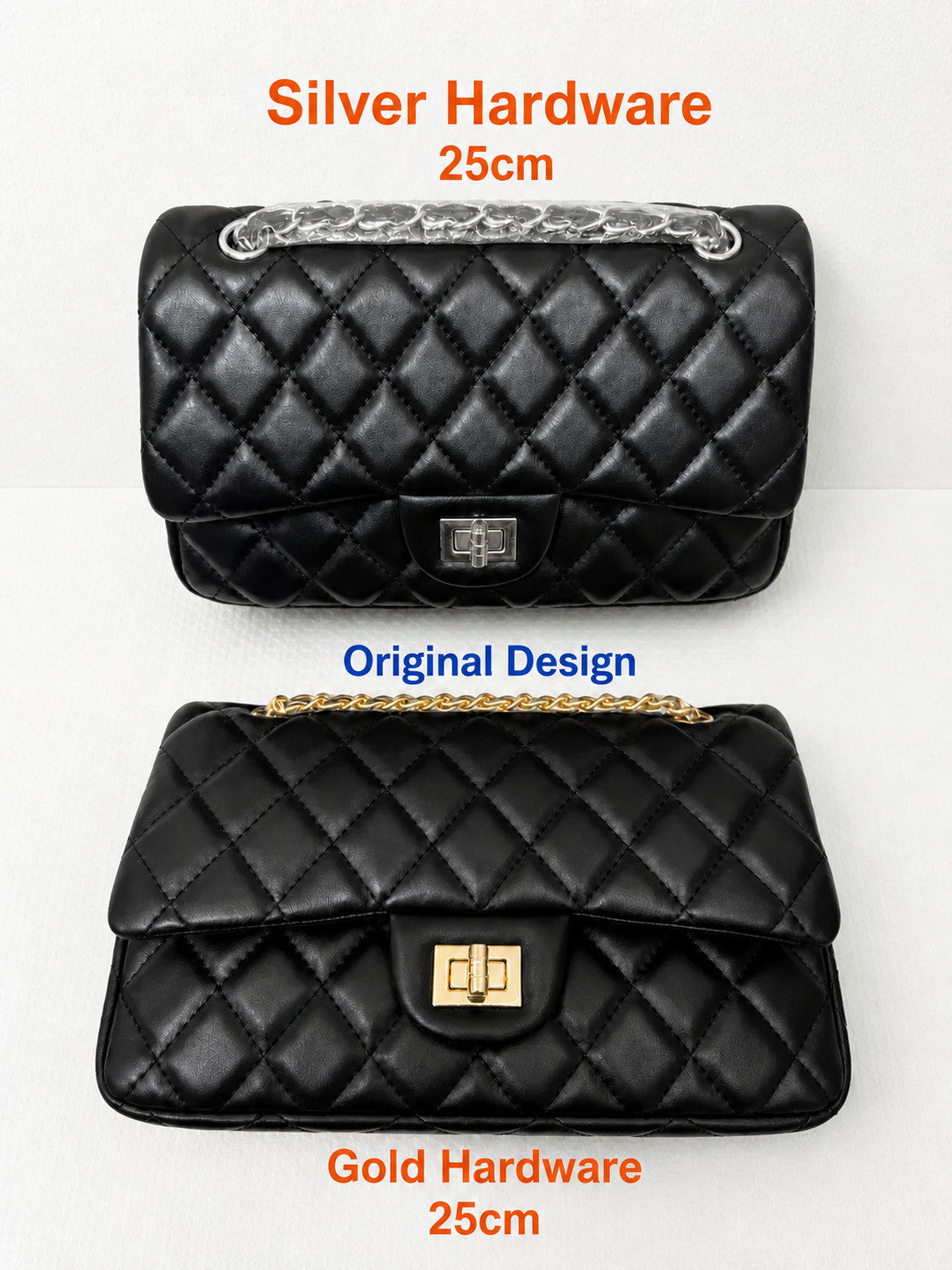 Diamond Quilted Flap Crossbody Bag with Chain Strap and Turn-Lock Closure