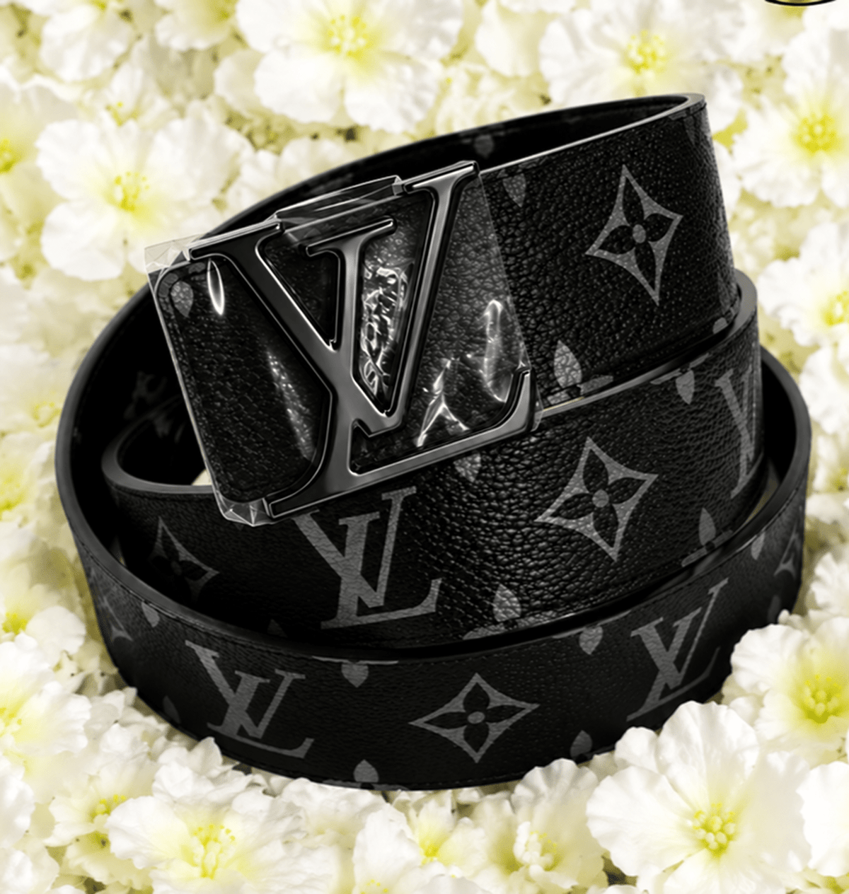 Patterned Belt with Oversized Letter Buckle