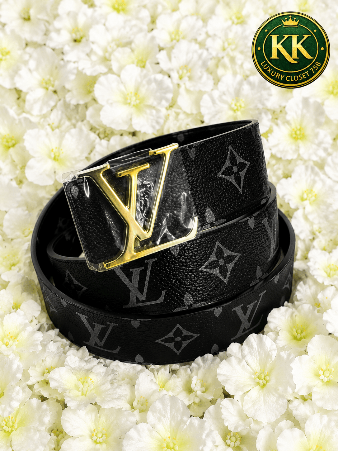 Patterned Belt with Oversized Letter Buckle