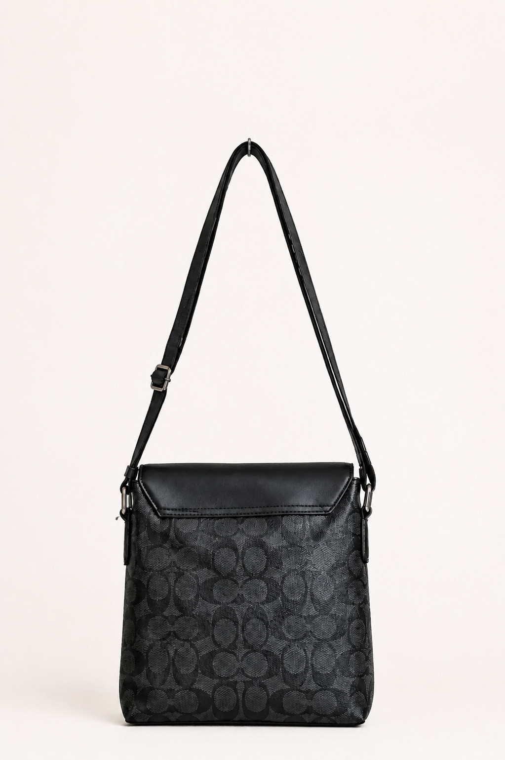 Patterned Crossbody Bag with Flap Closure and Adjustable Strap