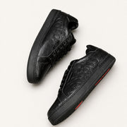 Men's Embossed Pattern Low Top Lace-Up Sneakers