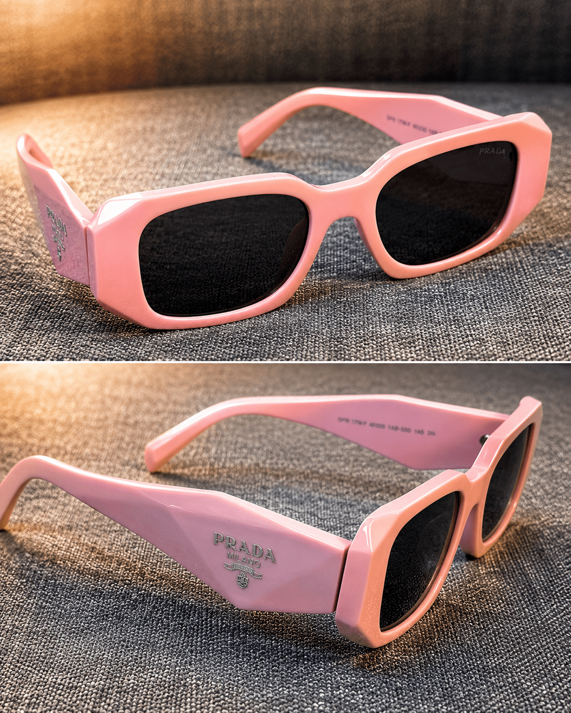 Geometric Rectangular Sunglasses with Thick Frames, Wide Temples, and Tinted Lenses