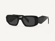 Geometric Rectangular Sunglasses with Thick Frames, Wide Temples, and Tinted Lenses
