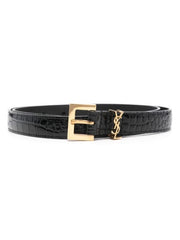 Embossed Pattern Waist Belt with Buckle Closure