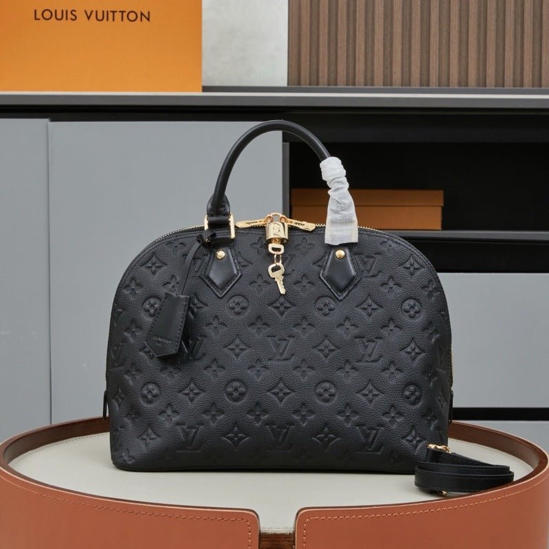 Embossed Pattern Dome Satchel with Top Handle, Chain Strap, and Zip Closure